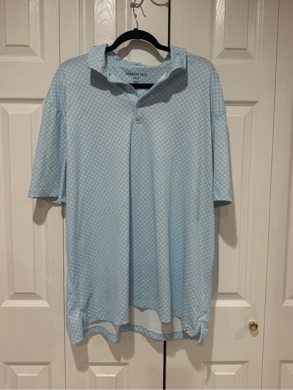 Kenneth Cole Pale Blue Patterned Polo